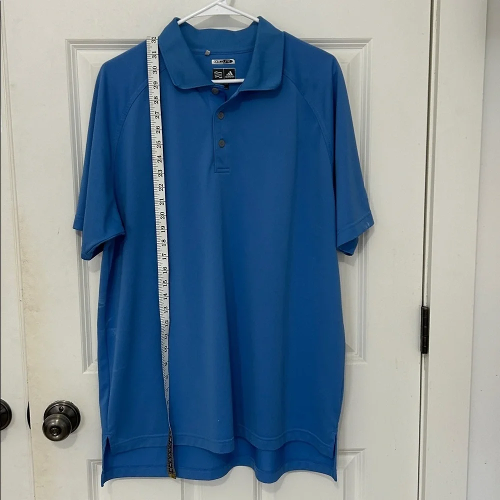 Adidas polo short sleeve climalite shirt size large blue golf shirt athleisure